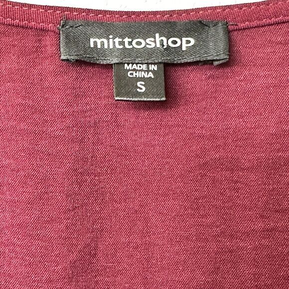 Mittoshop S Red Brown Short Sleeve V-Neck Mini Babydoll Dress - Picture 3 of 8